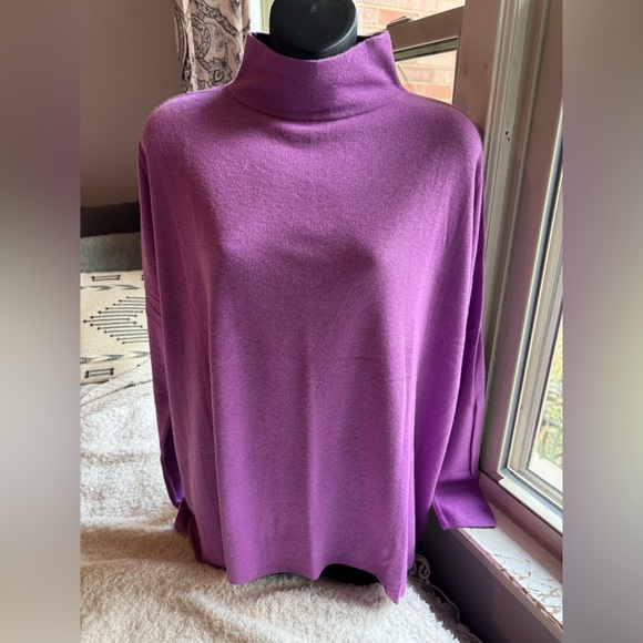 Lou Grey Purple Mock Neck Sweater - Size S - Picture 1 of 4
